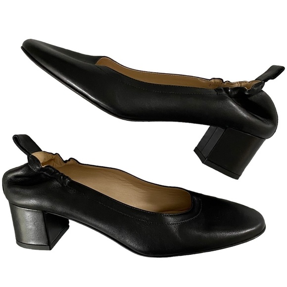 Everlane The Day Heel round toe scrunch back 2inch block heel leather black 7.5 - Picture 2 of 16